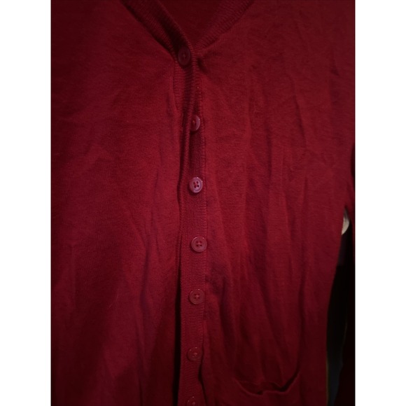 Moda International Women Red Cardigan Small Pockets Button Front - Picture 4 of 6